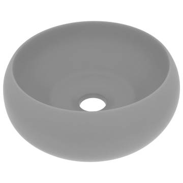 Luxury Wash Basin Round Matt Light Grey 40x15 cm Ceramic