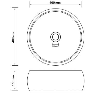 Luxury Wash Basin Round Matt Light Grey 40x15 cm Ceramic