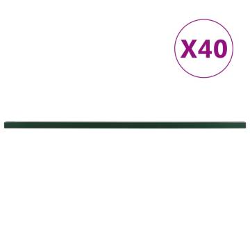 Garden Fence Posts 40 pcs Green 240 cm Steel