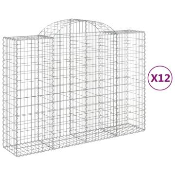 Arched Gabion Baskets 12 pcs 200x50x140/160 cm Galvanised Iron