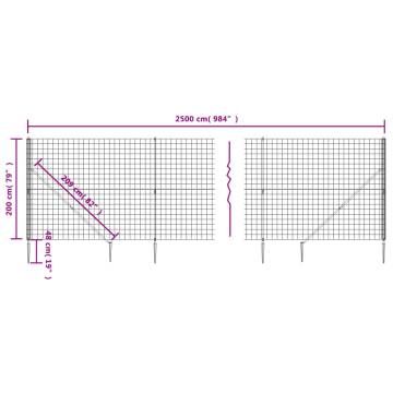 Wire Mesh Fence with Spike Anchors Green 2x25 m