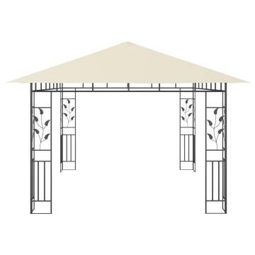 Gazebo with Mosquito Net&LED String Lights 4x3x2.73 m Cream