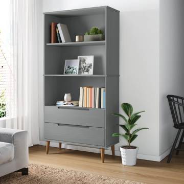 Bookcase MOLDE Grey 85x35x170,5 cm Solid Wood Pine