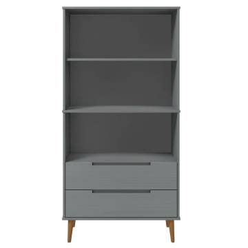 Bookcase MOLDE Grey 85x35x170,5 cm Solid Wood Pine