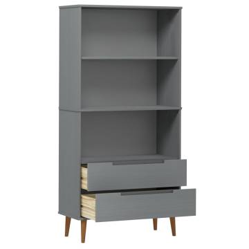 Bookcase MOLDE Grey 85x35x170,5 cm Solid Wood Pine