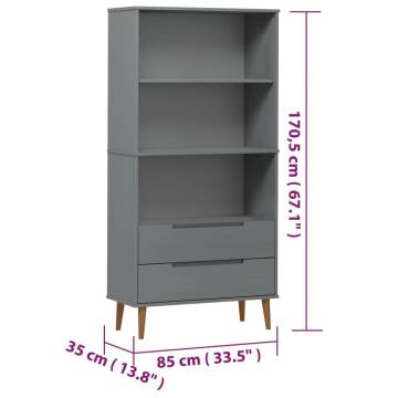 Bookcase MOLDE Grey 85x35x170,5 cm Solid Wood Pine