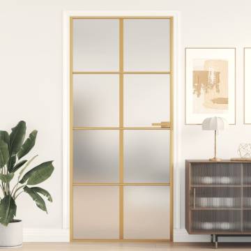 Interior Door Slim Golden 93x201.5 cm Tempered Glass and Aluminium