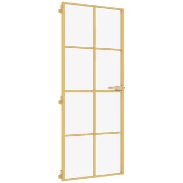 Interior Door Slim Golden 93x201.5 cm Tempered Glass and Aluminium