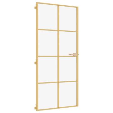 Interior Door Slim Golden 93x201.5 cm Tempered Glass and Aluminium