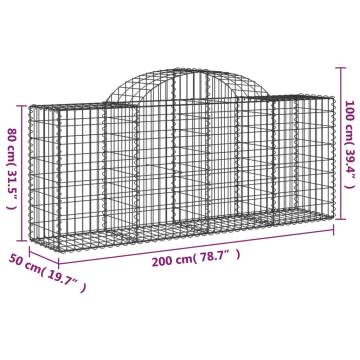 Arched Gabion Baskets 18 pcs 200x50x80/100 cm Galvanised Iron