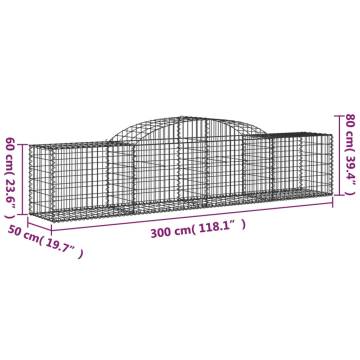 Arched Gabion Baskets 12 pcs 300x50x60/80 cm Galvanised Iron