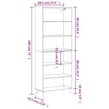 Highboard White 69.5x32.5x180 cm Engineered Wood