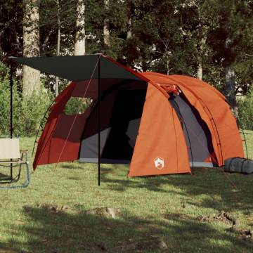 Camping Tent 4-Person Grey and Orange Blackout Fabric Waterproof