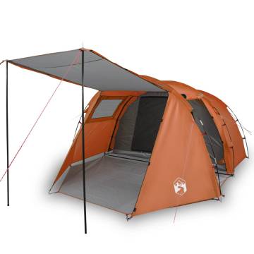 Camping Tent 4-Person Grey and Orange Blackout Fabric Waterproof