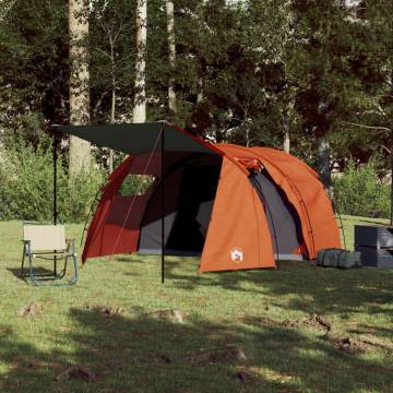 Camping Tent 4-Person Grey and Orange Blackout Fabric Waterproof