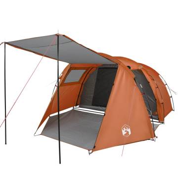 Camping Tent 4-Person Grey and Orange Blackout Fabric Waterproof