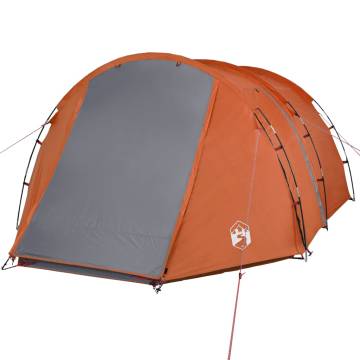 Camping Tent 4-Person Grey and Orange Blackout Fabric Waterproof