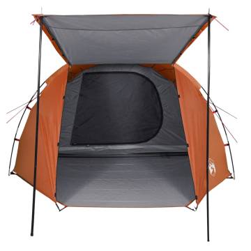 Camping Tent 4-Person Grey and Orange Blackout Fabric Waterproof