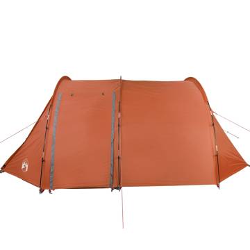 Camping Tent 4-Person Grey and Orange Blackout Fabric Waterproof