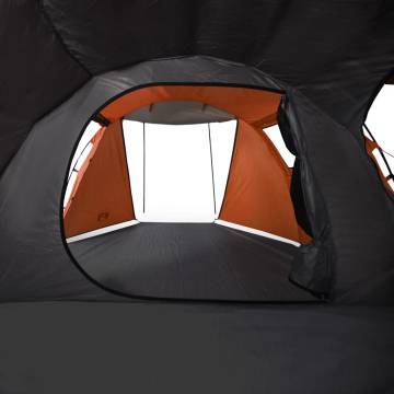 Camping Tent 4-Person Grey and Orange Blackout Fabric Waterproof