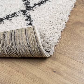 Shaggy Rug High Pile Modern Cream and Black 80x250 cm