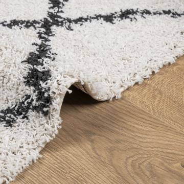 Shaggy Rug High Pile Modern Cream and Black 80x250 cm