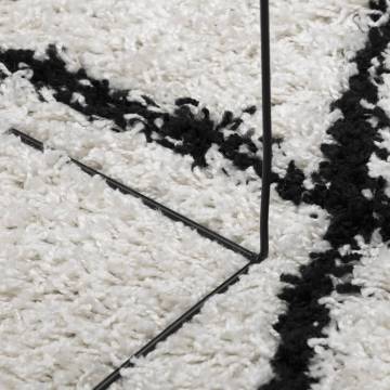 Shaggy Rug High Pile Modern Cream and Black 80x250 cm