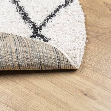 Shaggy Rug High Pile Modern Cream and Black Ø 120 cm