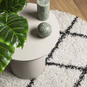 Shaggy Rug High Pile Modern Cream and Black Ø 120 cm