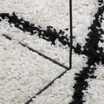 Shaggy Rug High Pile Modern Cream and Black Ø 120 cm