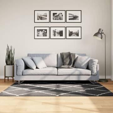 Shaggy Rug High Pile Modern Black and Cream 120x170 cm