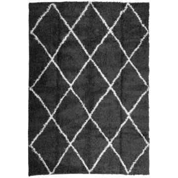 Shaggy Rug High Pile Modern Black and Cream 120x170 cm