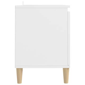 TV Cabinet with Solid Wood Legs White 103.5x35x50 cm