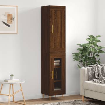 Highboard Brown Oak 34.5x34x180 cm Engineered Wood