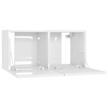 Hanging TV Cabinets 3 pcs High Gloss White 60x30x30 cm