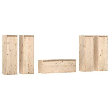 TV Cabinets 5 pcs Solid Wood Pine