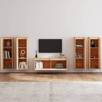 TV Cabinets 5 pcs Solid Wood Pine