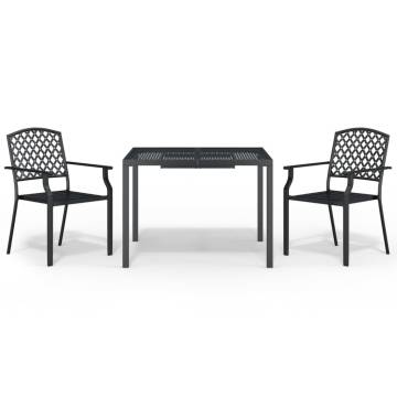 3 Piece Garden Dining Set Anthracite Steel