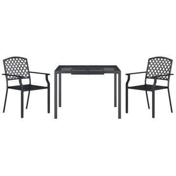 3 Piece Garden Dining Set Anthracite Steel