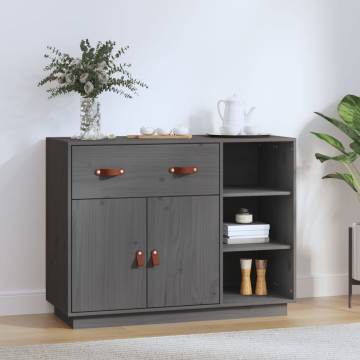 Sideboard Grey 98.5x40x75 cm Solid Wood Pine