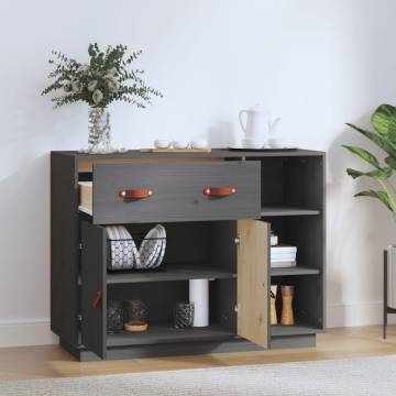 Sideboard Grey 98.5x40x75 cm Solid Wood Pine