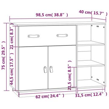 Sideboard Grey 98.5x40x75 cm Solid Wood Pine