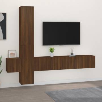 5 Piece TV Cabinet Set Brown Oak Engineered Wood