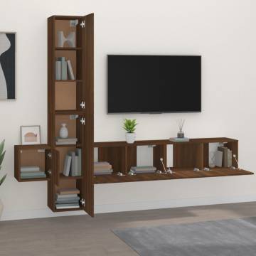 5 Piece TV Cabinet Set Brown Oak Engineered Wood