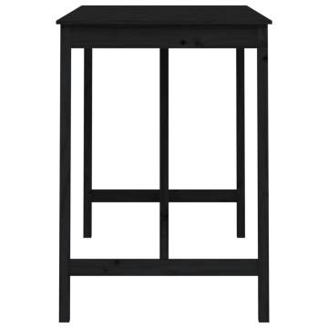 Bar Table Black 140x80x110 cm Solid Wood Pine