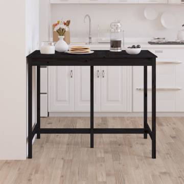 Bar Table Black 140x80x110 cm Solid Wood Pine