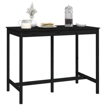 Bar Table Black 140x80x110 cm Solid Wood Pine