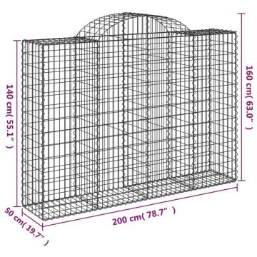 Arched Gabion Baskets 10 pcs 200x50x140/160 cm Galvanised Iron