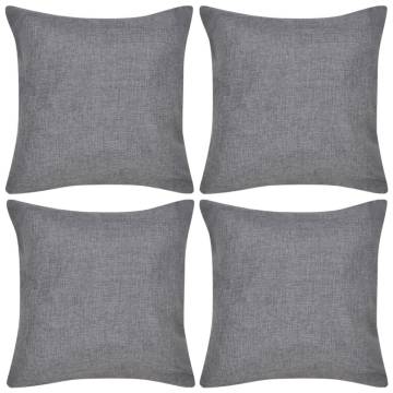 4 Anthracite Cushion Covers Linen-look 50 x 50 cm