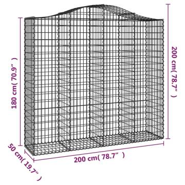 Arched Gabion Baskets 5 pcs 200x50x180/200 cm Galvanised Iron